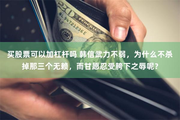 买股票可以加杠杆吗 韩信武力不弱，为什么不杀掉那三个无赖，而甘愿忍受胯下之辱呢？