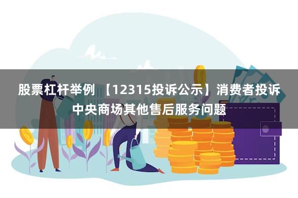 股票杠杆举例 【12315投诉公示】消费者投诉中央商场其他售后服务问题